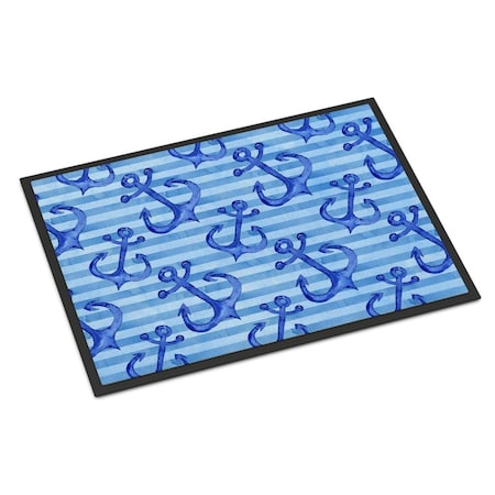 Carolines Treasures Beach Watercolor Anchors Indoor or Outdoor Mat, 18 x 27 in. BB7533MAT